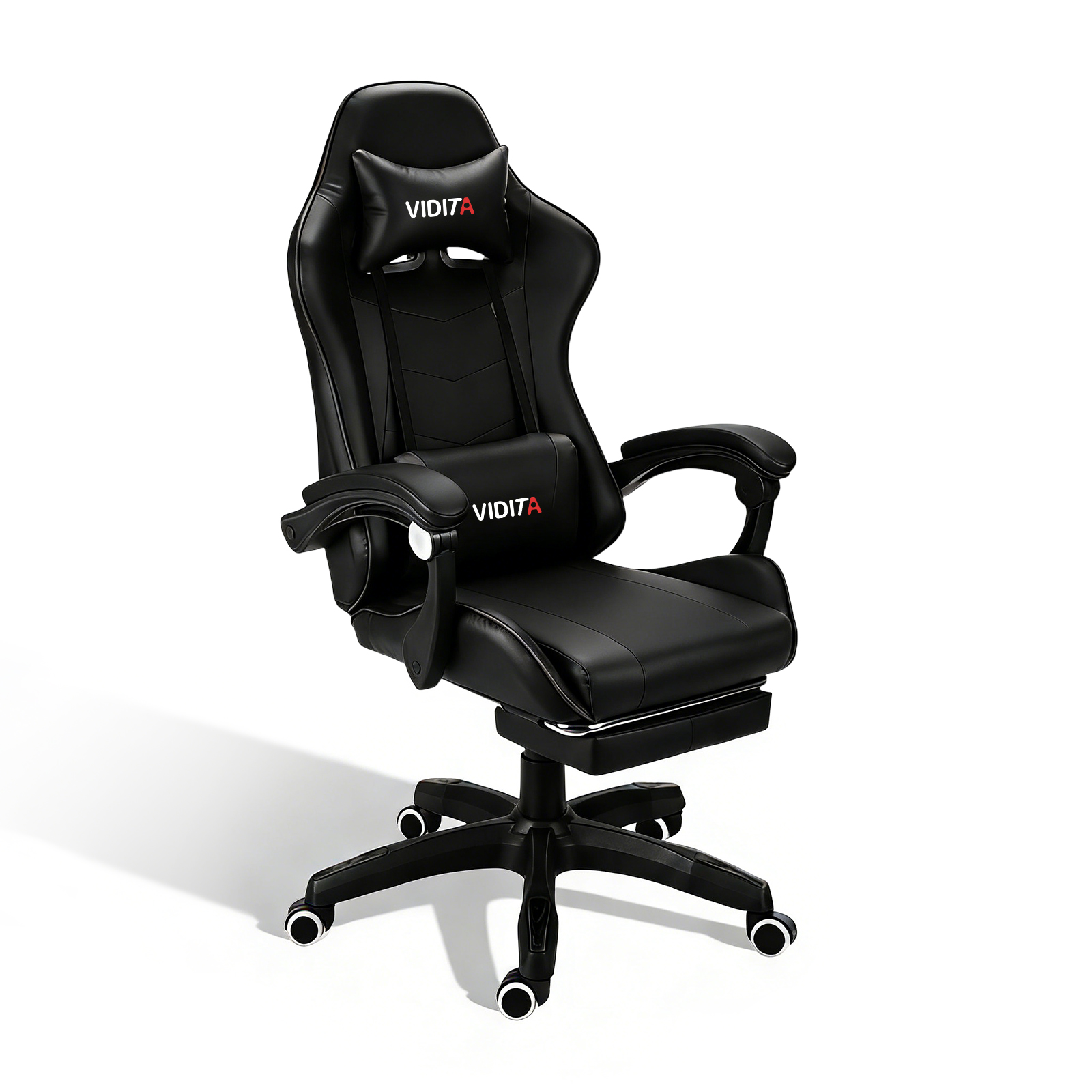 VIDITA｜Silla gamer color rosa con reposapiés extensible y soporte lumbar, silla gaming ergonómica reclinable equipada con almohadillas cervical y lumbar regulables, asiento cómodo para PC apto tanto para mujer como para hombre.