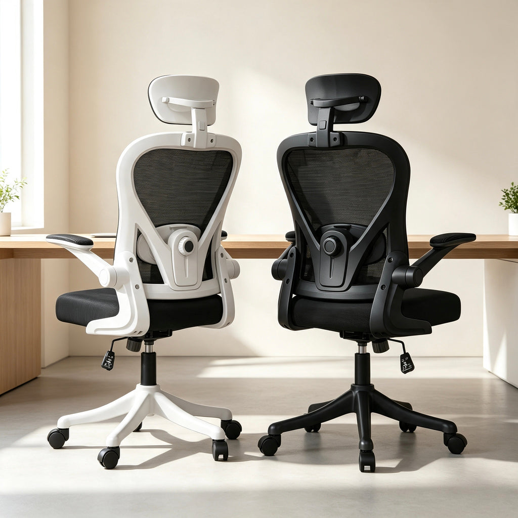 VIDITA｜Silla Ergonómica de Oficina Malla Negra Transpirable con Reposacabezas Ajustable, Soporte Lumbar Regulable, Altura Elevable, Giratoria 360°, Apoyabrazos Ajustables Ideal para Teletrabajo, Estudio y Gaming Casual en Casa