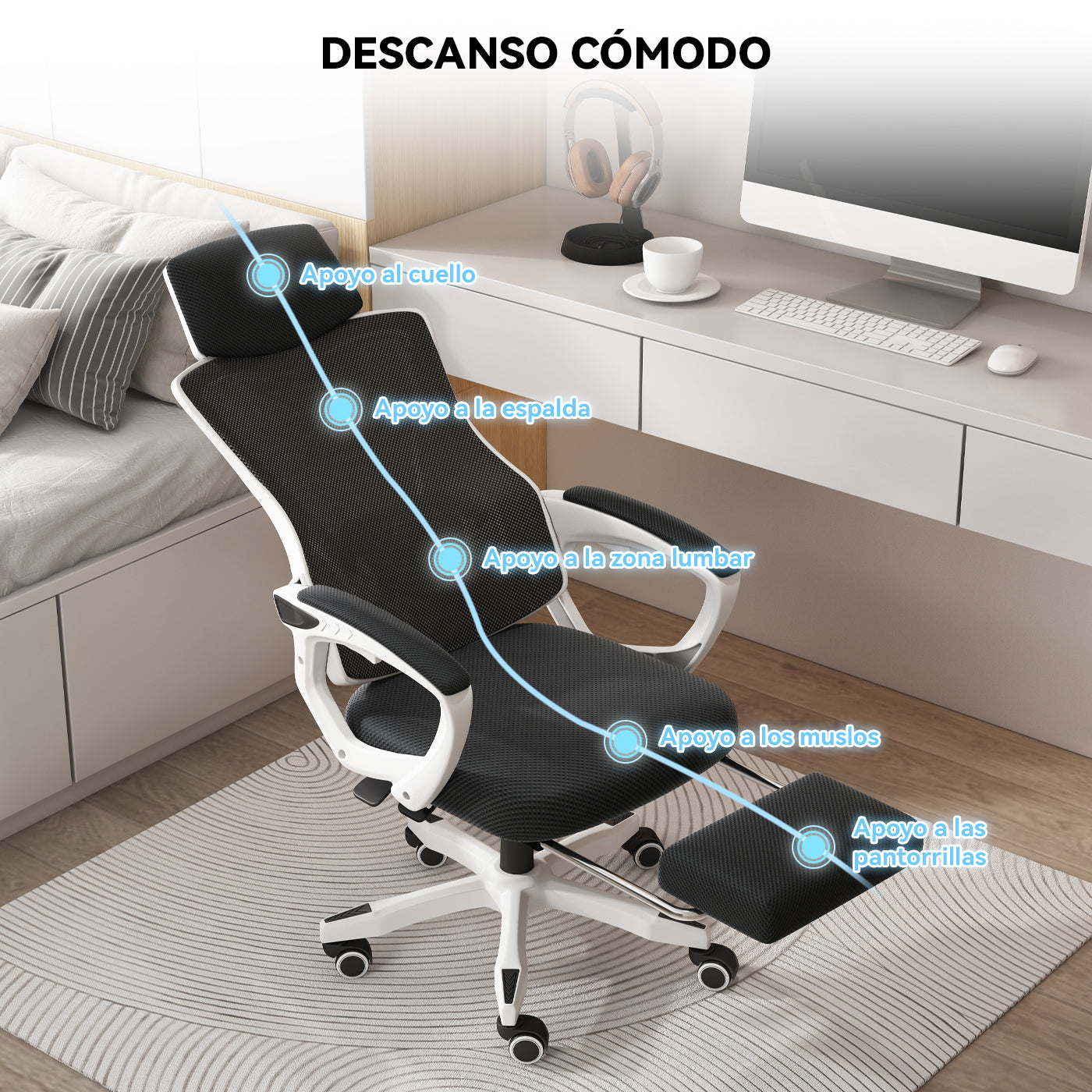 VIDITA|Silla de esports  | Silla multifuncional | Espalda ajustable de 145° | Tecnología altamente transpirable | Varilla de aire con certificación internacional SGS | Ideal para estudios, oficinas y dormitorios, también apta para esports