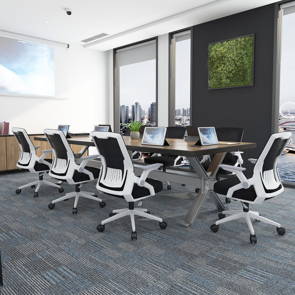 Silla de oficina ergonomica con Respaldo de Malla Transpirable Color Gris | Reposabrazos ajustables, cojín del asiento relleno de látex,sillas para escritorio para el hogar Home Office