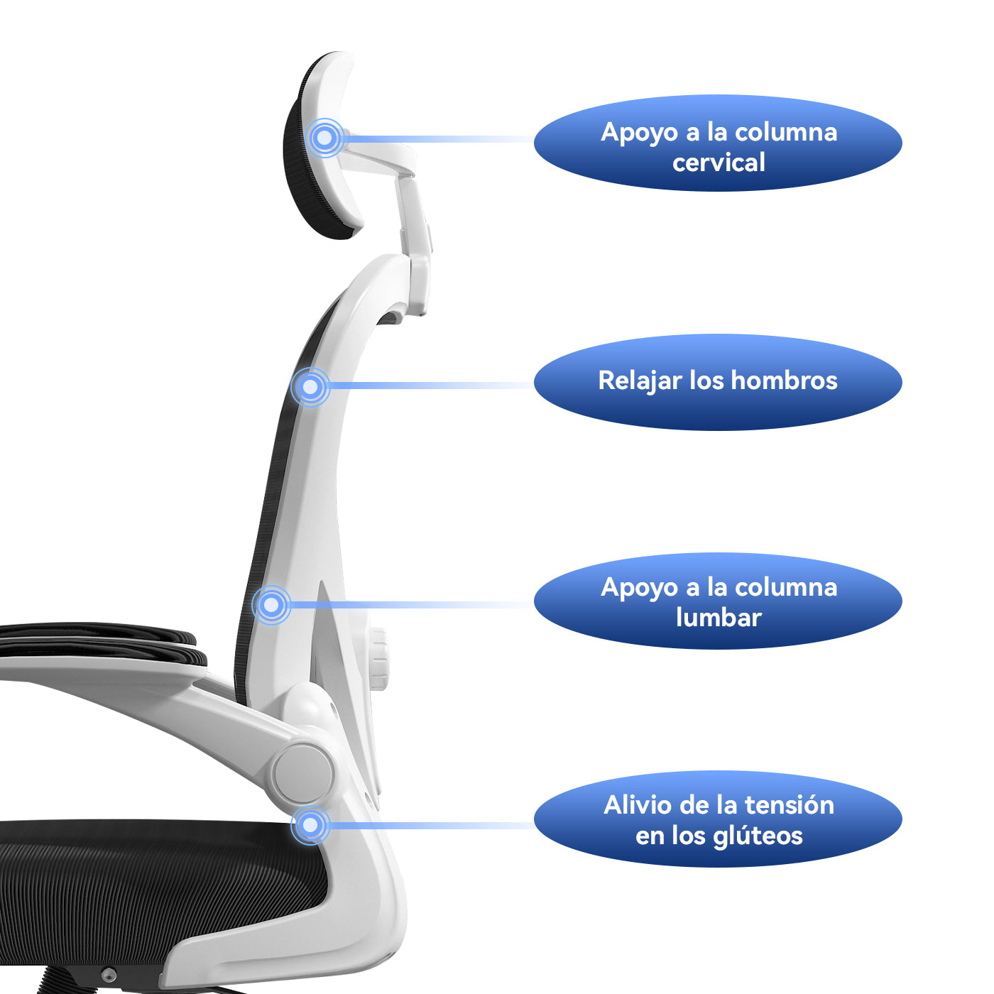 VIDITA｜Silla Ergonómica de Oficina Malla Negra Transpirable con Reposacabezas Ajustable, Soporte Lumbar Regulable, Altura Elevable, Giratoria 360°, Apoyabrazos Ajustables Ideal para Teletrabajo, Estudio y Gaming Casual en Casa