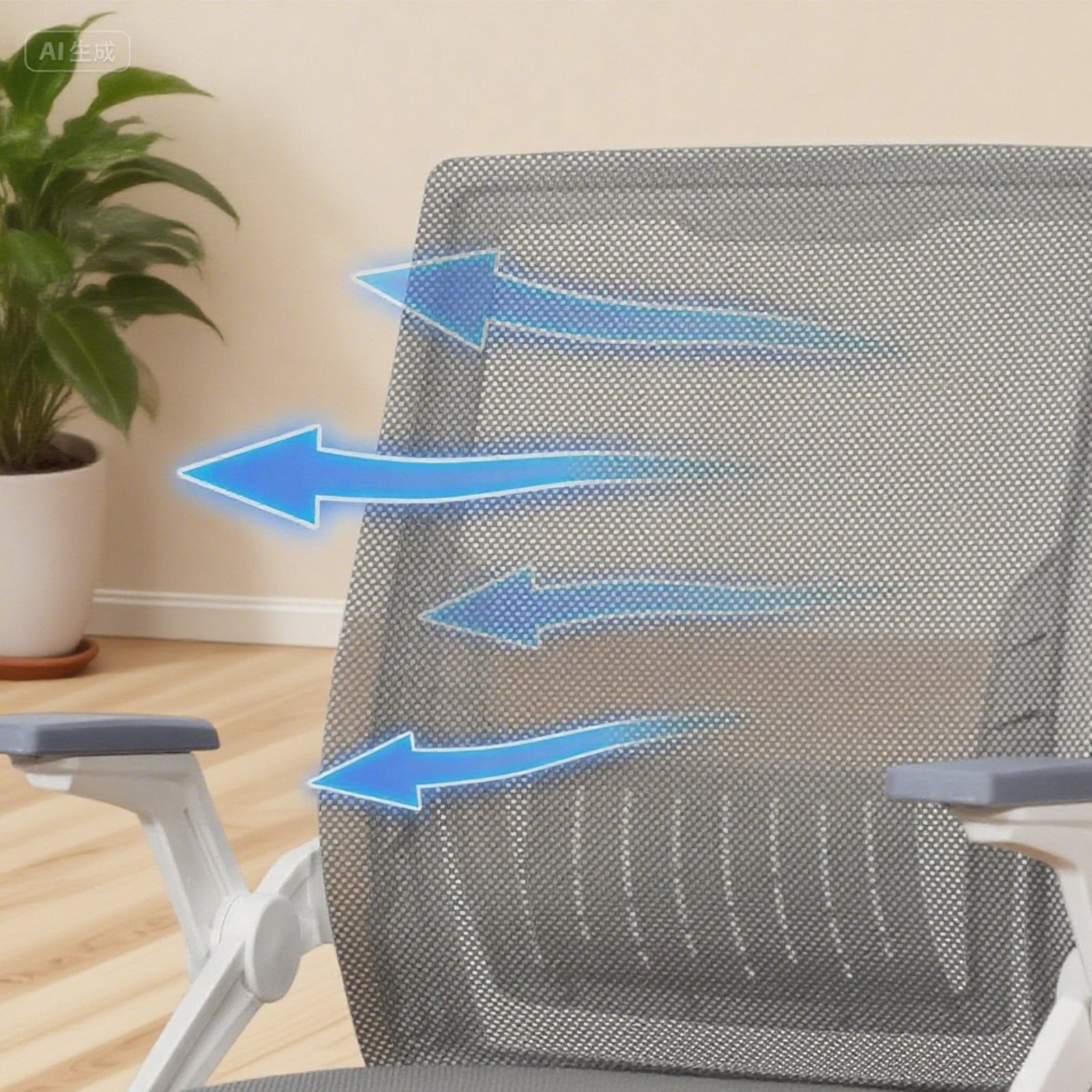 Silla de Oficina Ergonómica de Malla Transpirable, Silla de Escritorio Ajustable con Reposabrazos para Home Office, Color Gris