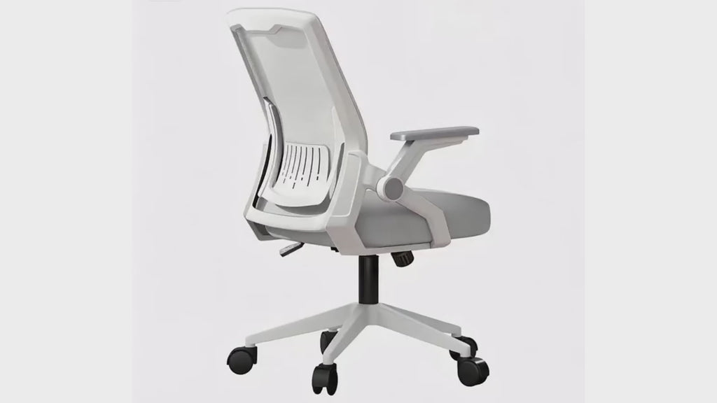 Silla de Oficina Ergonómica de Malla Transpirable, Silla de Escritorio Ajustable con Reposabrazos para Home Office, Color Gris
