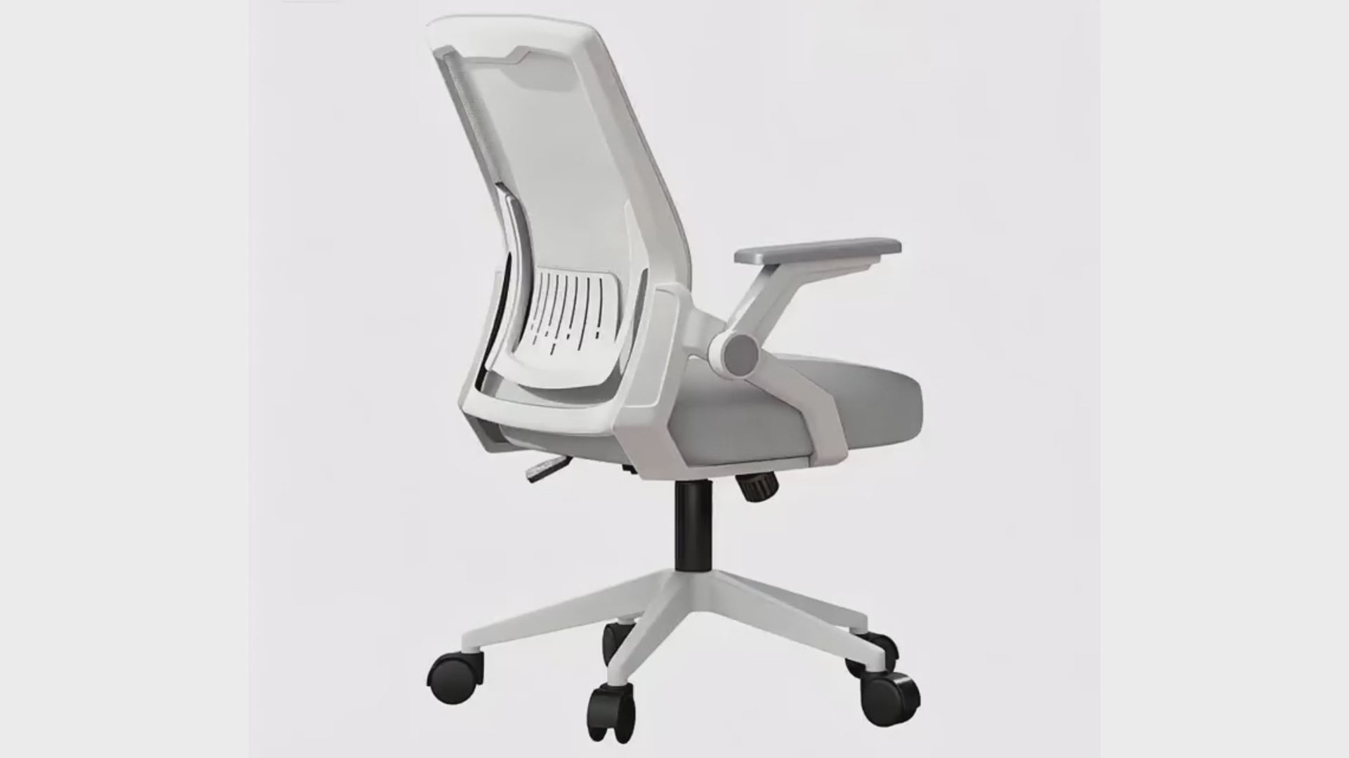 Silla de Oficina Ergonómica de Malla Transpirable, Silla de Escritorio Ajustable con Reposabrazos para Home Office, Color Gris